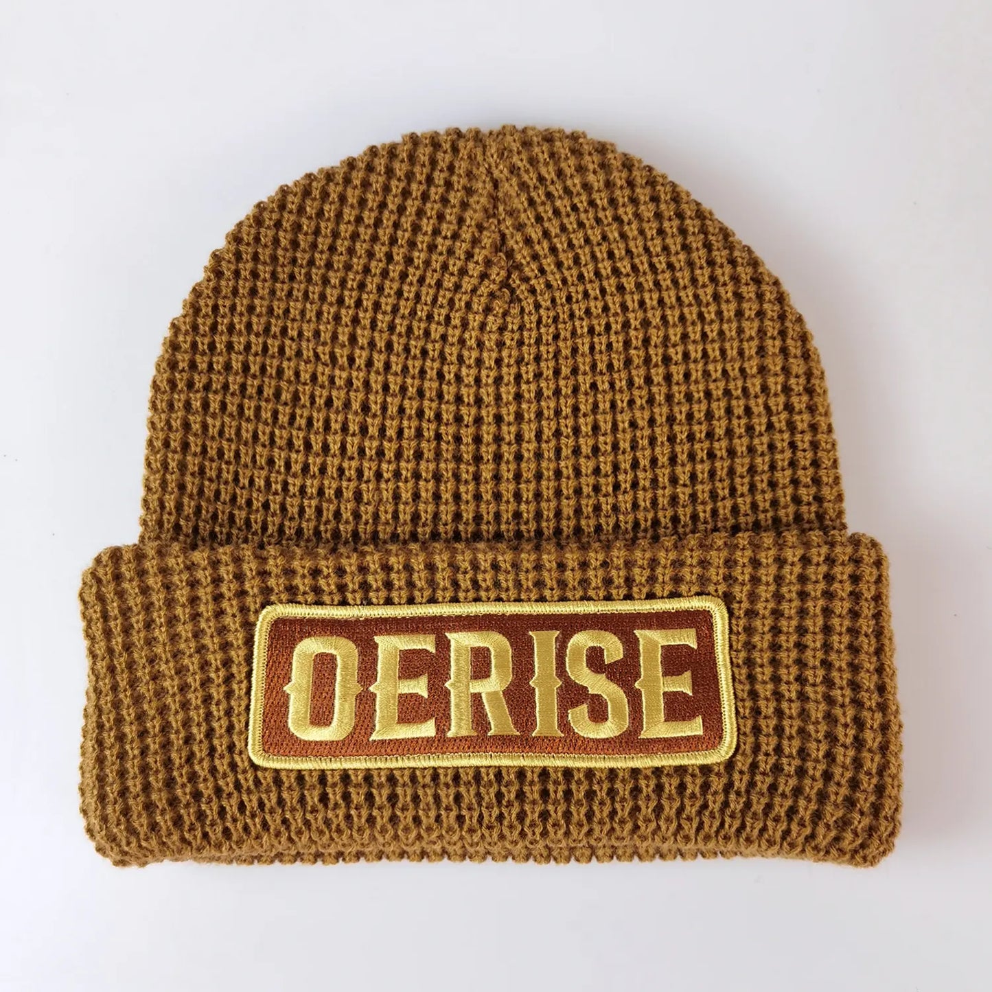 Embroidery Patch Thick Cuffed Waffle Beanie