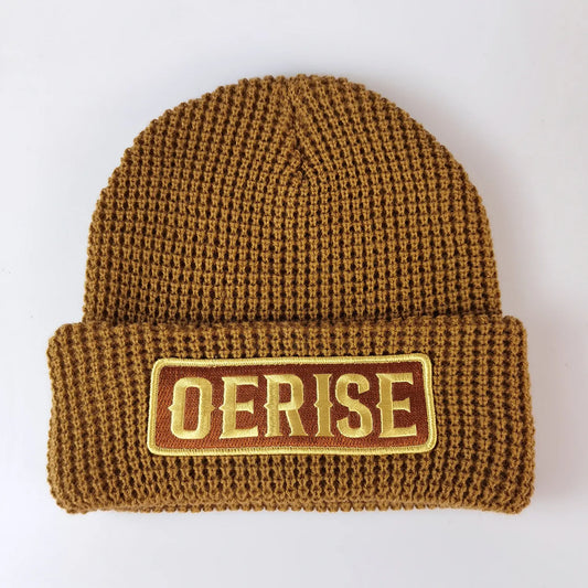 Embroidery Patch Thick Cuffed Waffle Beanie