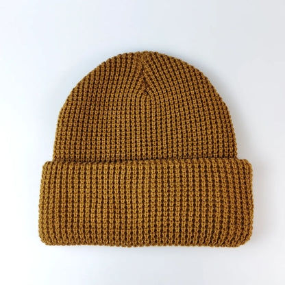Embroidery Patch Thick Cuffed Waffle Beanie