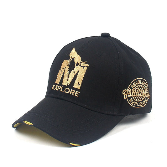 Gold Embroidered Distressed Baseball Cap