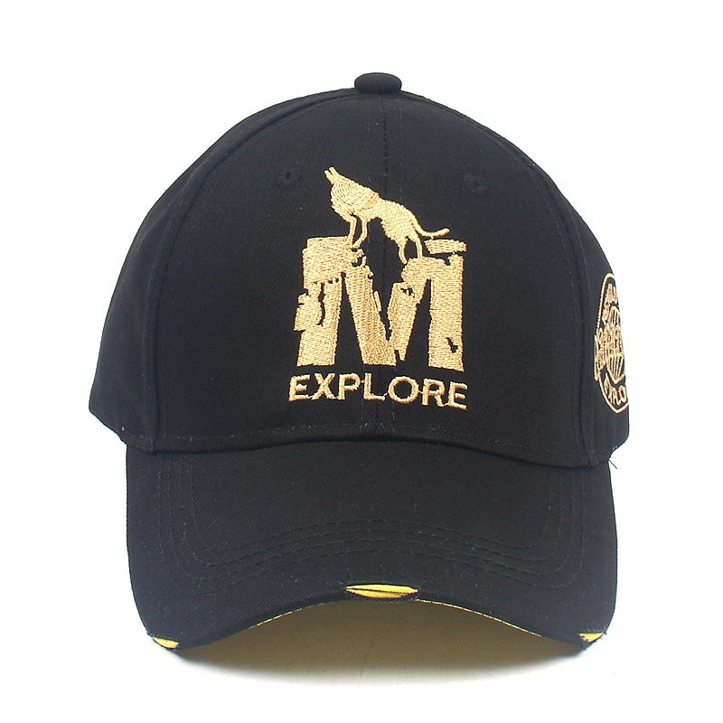 Gold Embroidered Distressed Baseball Cap