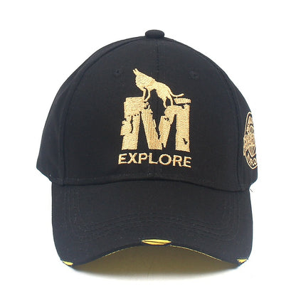 Gold Embroidered Distressed Baseball Cap