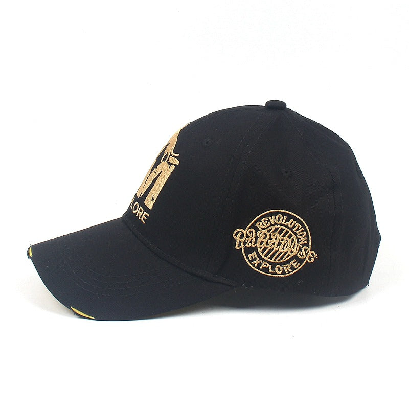 Gold Embroidered Distressed Baseball Cap