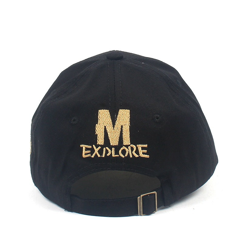 Gold Embroidered Distressed Baseball Cap