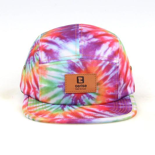 Leather Patch Tie Dye 5 Panel Camp Hat