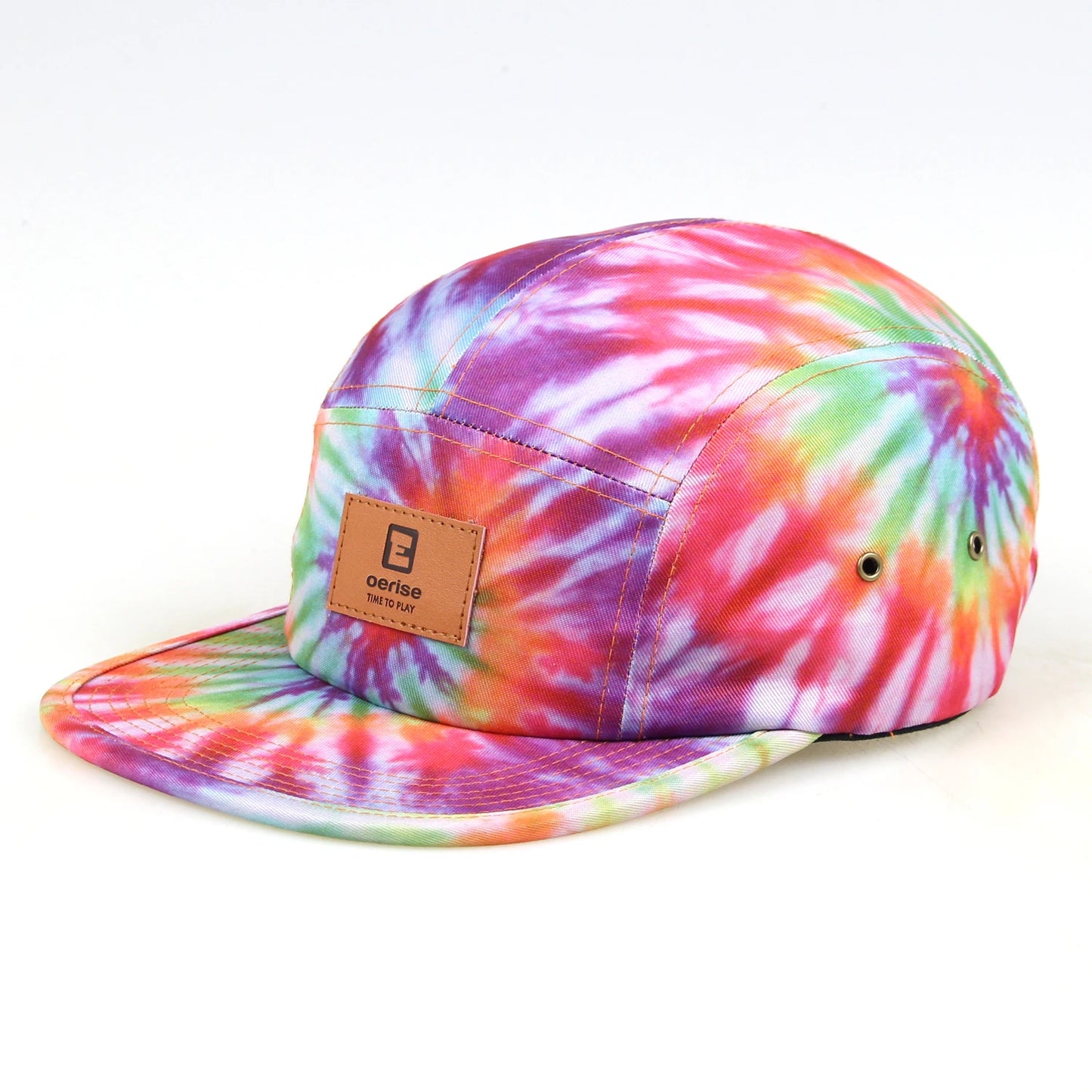 Leather Patch Tie Dye 5 Panel Camp Hat