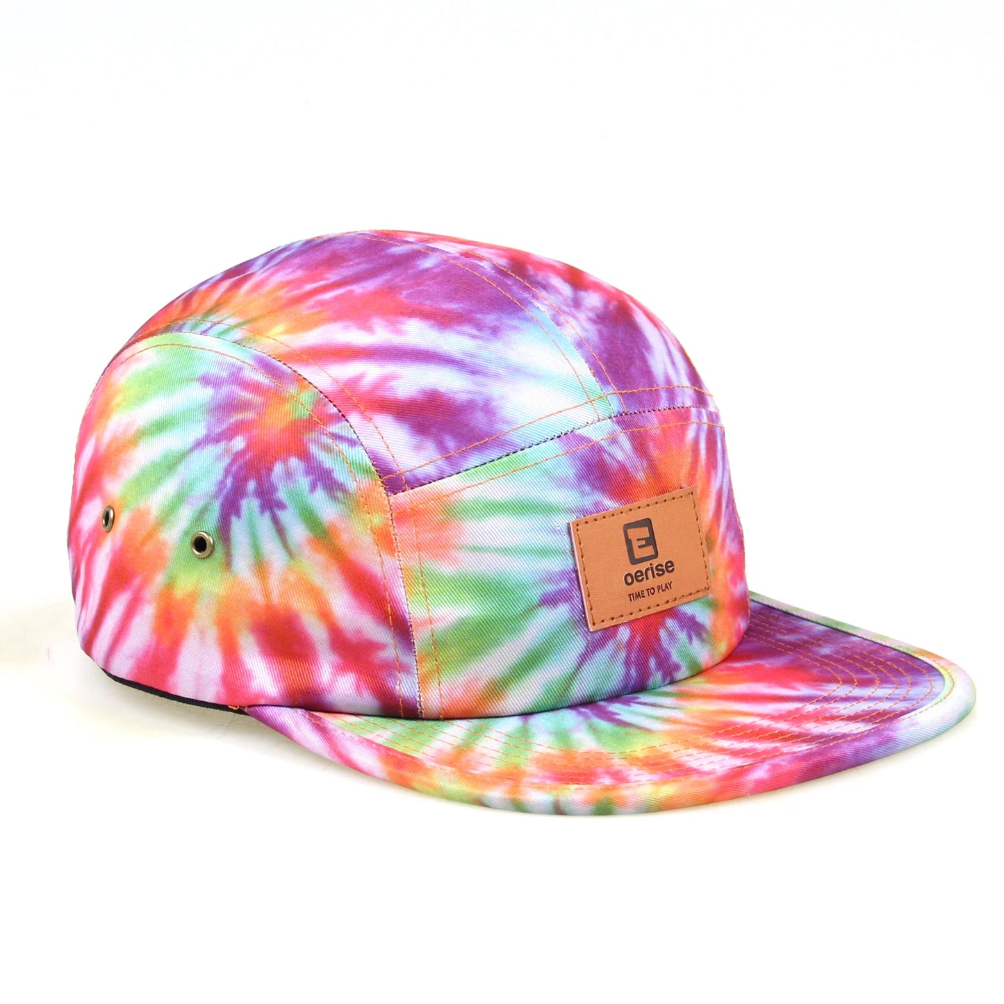 Leather Patch Tie Dye 5 Panel Camp Hat